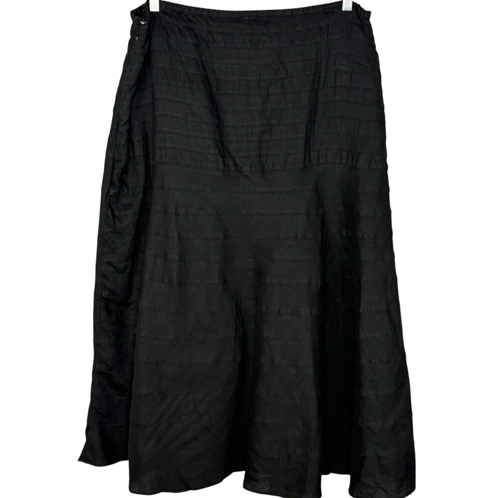 Soft Surroundings Maxi Skirt Linen Full Tiered Modest Black Size PXL Petite